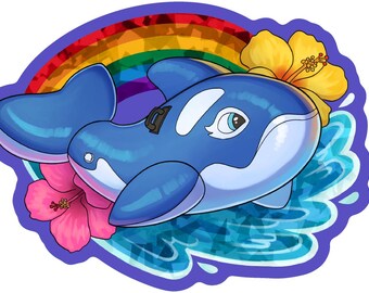PREORDER Sparkle Pooltoy Orca Sticker | Furry Pooltoy Killer Whale Sticker
