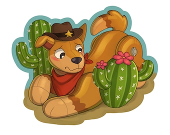 PREORDER Cowboy Dog Inflatable Sticker | Pooltoy Furry Puppy