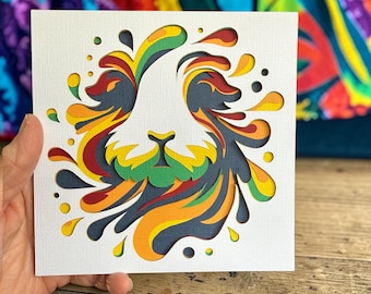 Guinea Pig 3D colour splash card, have a wheeky good birthday, Guinea pig personalised card, Shadowbox Guinea pig card, Guinea pig wall art