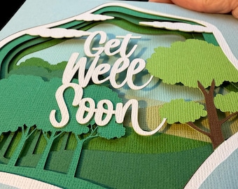 Handmade 3D Get Well Soon Card, Layered Paper Art Keepsake, Personalised Message