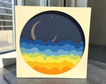 Love you to the moon and back greetings card, Night sky 3D greetings card, Anniversary keepsake Card, ready to be framed card
