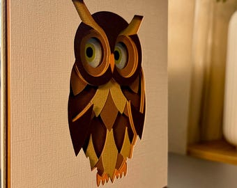 3D Layered Owl Birthday Card, Keepsake Shadow Box Art, Hoot Birthday Greeting