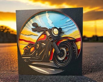 Motorbike 3D Greetings Card, 3D motorbike birthday card, unique Father’s Day card, Motorbike Father’s Day card, Bike enthusiasts card