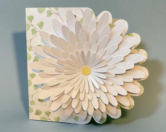 Daisy 3D layered art greetings card, Daisy blank greetings card, can be personalised 3d daisy birthday card.
