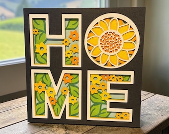 Handmade 3D Home Shadowbox Card, Sunflower Keepsake, Congratulations New Home Paper Art Card