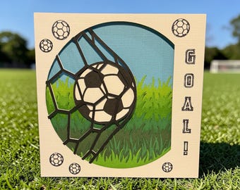 3D Football Goal Card, Layered Soccer Greeting Card, Father's Day Gift for Dad
