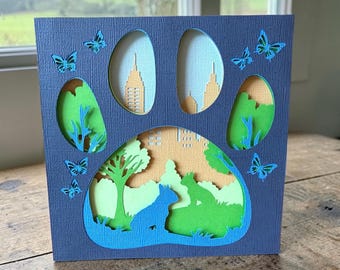 Layered French Bulldog Card, Shadow Box Keepsake, Dog Lover Birthday Card. Paper Art Cards