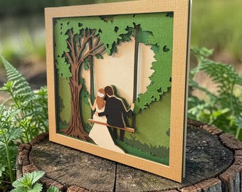 Stunning Wedding 3D card, unique wedding greetings card, unique wedding gift, Wedding keepsake card, personalised wedding shadow box gift