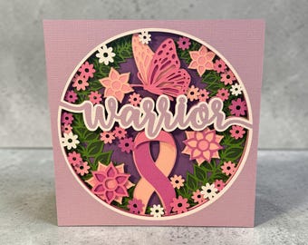 Handmade Breast Cancer Warrior Card, Butterfly Floral Keepsake, Support survivor courage message