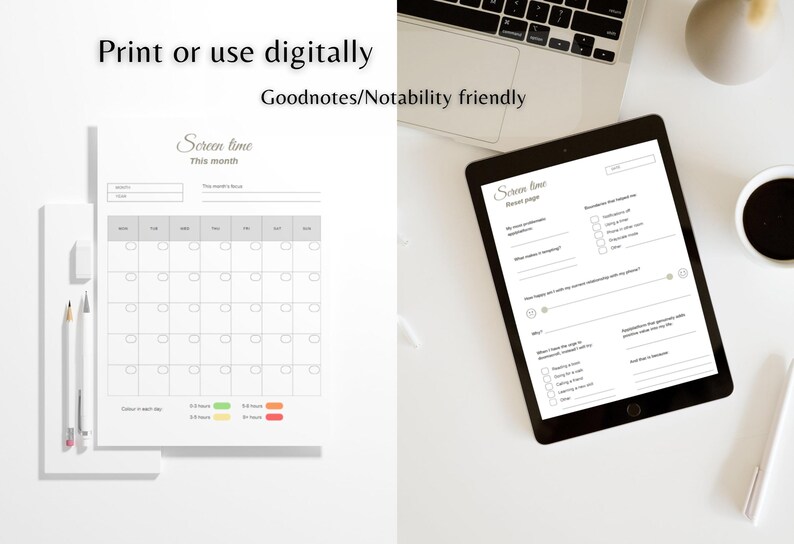 Digital Detox Screen Time Tracker Printable | Reduce Phone Use Planner ...