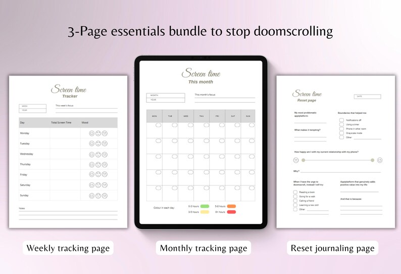 Digital Detox Screen Time Tracker Printable | Reduce Phone Use Planner ...