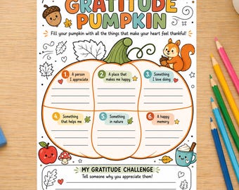 Gratitude Pumpkin Worksheet Printable, Fall Thankfulness Activity for Kids, Autumn Classroom Activity