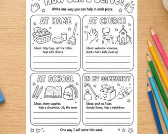 Come posso essere d'aiuto? Scheda di attività per bambini, Gentilezza cristiana stampabile (download digitale)