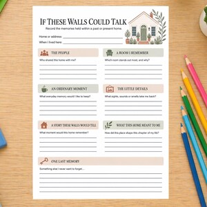 If These Walls Could Talk Worksheet | Home Memory Journal Prompts (Digital Download)