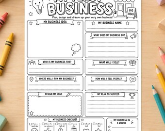Kids Business Planning Activity Worksheet, Entrepreneur Dreamer Activity (Digital Download)