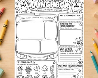 Monster's Lunchbox Halloween Worksheet | Creative Drawing & Writing Activity (Digital Download)