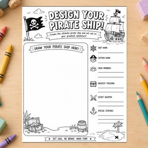 Pirate Ship Printable Activity, Creative Writing Worksheet, Homeschool Fun (Digital Download)