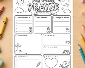 My Daily Prayer Printable | Christian Prayer Journal for Kids | Bible Worksheet | Sunday School Activity