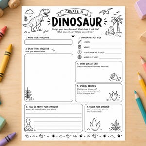 Create Dinosaur Printable Activity | Design Your Own Dinosaur Worksheet (Digital Download) image 1