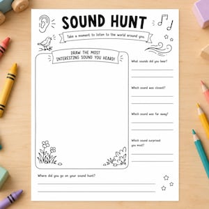 Sound Hunt Printable Activity, Outdoor Listening Worksheet, Nature Explorer (Digital Download)