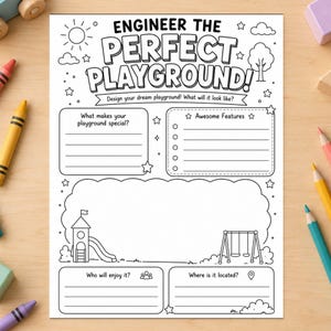 Playground Design Activity Worksheet | Kids Creative Drawing & Writing (Digital Download)