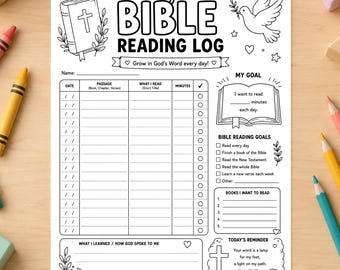 Registro di lettura biblica per bambini stampabile / Attività cristiana per l'istruzione domiciliare e la scuola domenicale (download digitale)
