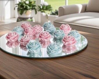 ¡Velas de té florales, 3D esmeriladas en blanco caprichoso, juego de 12 piezas!