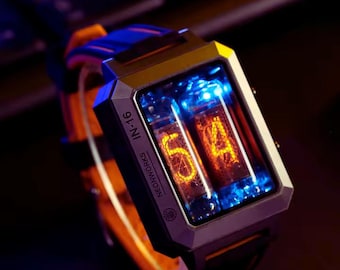 Cyberpunk Nixie Tube Watch IN-16 – Retro-Futuristic Wristwatch (Wireless Charging)