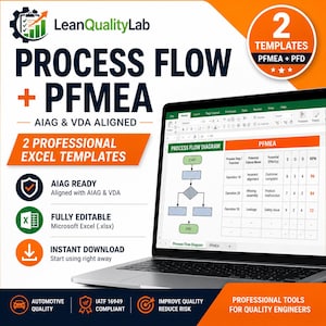 PFMEA + Process Flow Diagram Excel Template | AIAG & VDA | Manufacturing Quality