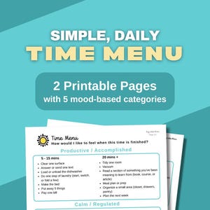 The Time Menu – Daily Activity Ideas for Time Management and Intentional Living (Printable PDF)