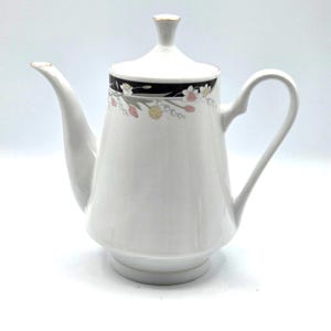 Bule de café/chá Crown Ming em porcelana fina com tampa, padrão Jian Shiang Michelle.