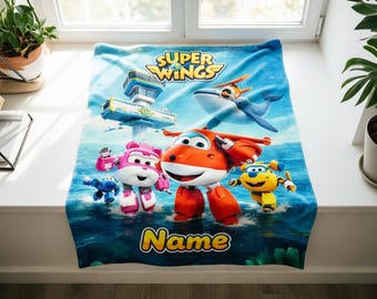 Manta suave Super Wings Beach Adventure para la habitación de los niños.