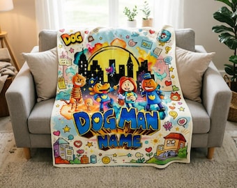 Manta suave personalizada para la hora del cuento con el perro, recuerdo infantil con nombre personalizado.