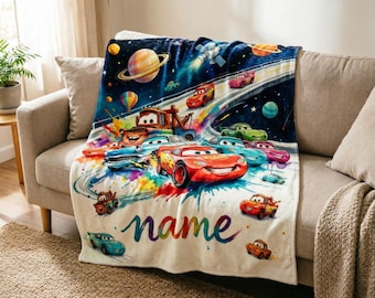 Custom Lightning McQueen Blanket Soft Throw, Cars Movie Toddler Throw
