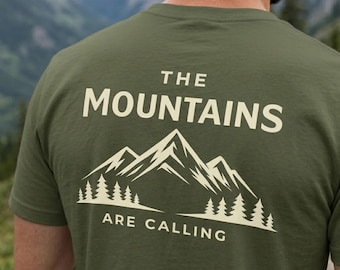 The Mountains Are Calling Hiking Tee, Outdoor Nature Graphic Shirt