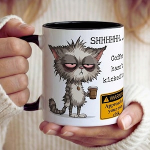 Grumpy Cat Coffee Mug – Sarcastic Morning Warning Cup