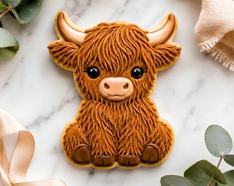 Highland Cow Cookie Cutter STL-bestand, 3D-afdrukbare boerderijthemakoekjes (digitale download)