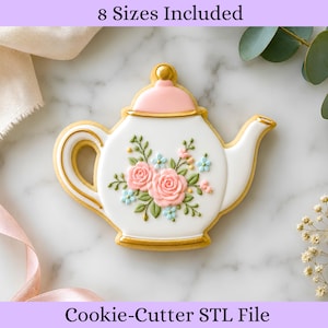 Teapot Cookie Cutter STL File, 8 Sizes (Digital Download)