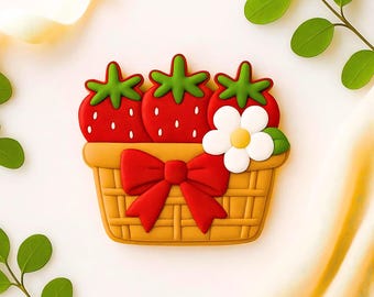 File STL per tagliabiscotti a forma di cestino di fragole, 8 dimensioni di biscotti alla fragola (download digitale)