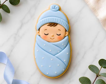 Newborn Baby Boy Cookie Cutter STL File, 3D Printable Baby Shower Cookies (Digital Download)