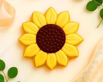 File STL per tagliabiscotti a forma di girasole, biscotti a forma di fiori primaverili in 8 misure (download digitale)
