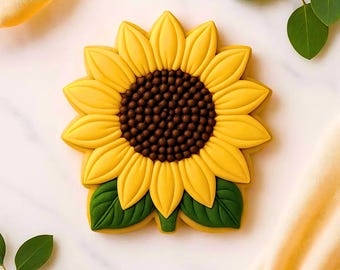 Cortador de galletas con forma de girasol y hojas (archivo STL), galletas con forma de flor (descarga digital)