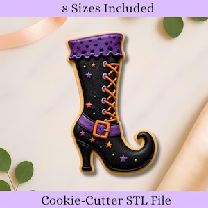 Arquivo STL para cortar biscoitos em formato de bota de bruxa alta, biscoitos de bruxa para imprimir em 3D (download digital)