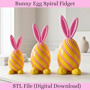 Easter Bunny Spiral Fidget Egg STL File, 3d Pintable Passthrough Fidget, (Digital Download)