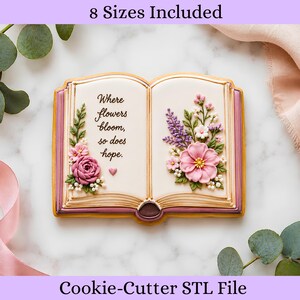 Open Book Cookie Cutter STL-fil, 8 storlekar (digital nedladdning)