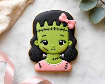 Girl Frankenstein Face Cookie Cutter STL File, 3D Printable Halloween Cookies (Digital Download)