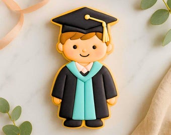 Graduation Boy Cookie Cutter STL File, Grad Gown Cookies (Digital Download)