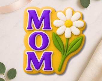 Mom with Daisy Cookie Cutter STL File, 3D Printable Mama Cookies (Digital Download)