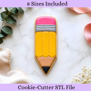 Pencil Cookie Cutter STL File, 3D Printable School Cookies 8 Sizes (Digital Download)