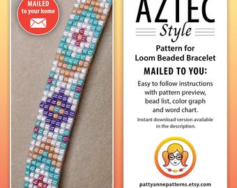 A printed copy of the beaded loom pattern for AZTEC STYLE.
